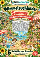 Vorschau - Arbeitsblätter - Sommer-Wimmelsuchbilder – Suchen, Entdecken und Ausmalen - Deckblatt