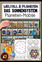 Vorschau - Mal- und Bastelvorlagen - Sonnensystem & Planeten basteln | Planeten-Mobile mit Bastelvorlage & Anleitung 3.–5. Schulstufe - Deckblatt