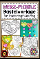 Vorschau - Mal- und Bastelvorlagen - Herz-Mobile - Bastelvorlage für den Muttertag / Vatertag - Deckblatt