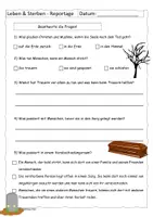Vorschau - Quiz - Quiz zur Leben und Sterben Reportage - mit Lösung - Deckblatt