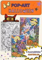 Vorschau - Mal- und Bastelvorlagen - Halloween Ausmalbilder kostenlos | 5 Pop-Art Malvorlagen für den Kunstunterricht - Deckblatt