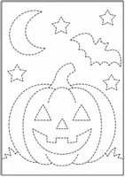 Vorschau - Mal- und Bastelvorlagen - Nachspuren Halloween Vorschule 1. Klasse Kunst Schwungübungen - Seite 1