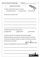 Vorschau - Arbeitsblätter - Quiz zur Brücken Reportage (mit Lösung) - Deckblatt