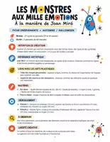 Aperçu - Préparation de séquence / Séquence complète - Les monstres aux mille émotions : projet d'arts plastiques à la manière de Joan Miró (cahier + diaporama) - Page de couverture