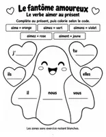 Aperçu - Feuilles d'exercices - Coloriages magiques d'Halloween : conjugaison, 3 cahiers du CP au CM2 (30 coloriages) - Page 2