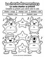 Aperçu - Feuilles d'exercices - Coloriages magiques d'Halloween : conjugaison, 3 cahiers du CP au CM2 (30 coloriages) - Page 3