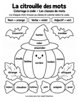 Aperçu - Feuilles d'exercices - Coloriages magiques d'Halloween : les classes de mots, CP-CE1 (10 coloriages) - Page de couverture