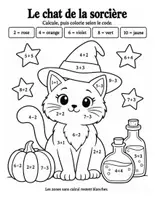 Aperçu - Feuilles d'exercices - Coloriages magiques d'Halloween : mathématiques, 3 cahiers du CP au CM2 (30 coloriages) - Page 2