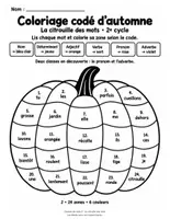 Aperçu - Feuilles d'exercices - Coloriages codés d'automne : classes de mots et conjugaison, CE2-CM1 (24 fiches + corrigé) - Page 1