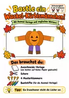Vorschau - Arbeitsblätter - Bastelanleitung Kürbis Halloween bilingual - Basteln, Vokabeln Englisch Klasse 3-5 - Seite 1