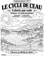 Aperçu - Feuilles d'exercices - Le cycle de l'eau : colorie par code, CM2-6e (12 pages, avec corrigé) - Page de couverture