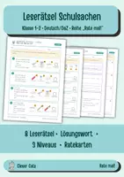 Vorschau - Spiele - Leserätsel Schulsachen Klasse 1/2 – mit Lösungswort, differenziert in 3 Niveaus | Rate mal! | Deutsch und DaZ - Deckblatt