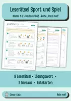 Vorschau - Arbeitsblätter - Leserätsel Sport und Spiel Klasse 1/2 – Freizeit & Spielplatz, mit Lösungswort, differenziert in 3 Niveaus | Rate mal! | Deutsch und DaZ - Deckblatt