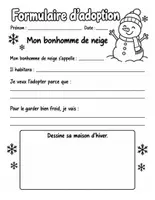 Aperçu - Feuilles d'exercices - Adopte un bonhomme de neige : projet d'écriture et de bricolage d'hiver (8 pages) - Page 1