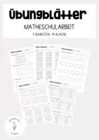 Vorschau - Arbeitsblätter - Übungsblatt - 1. Matheschularbeit - Deckblatt