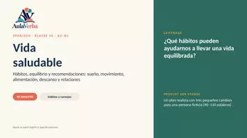Vorschau - Stundenentwürfe - Vida saludable | Spanisch Klasse 10 | Gewohnheiten, Wohlbefinden & Empfehlungen | 90 Min - Seite 1
