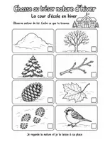 Aperçu - Feuilles d'exercices - Chasse au trésor nature : hiver et printemps, 22 fiches illustrées à cocher (maternelle au CE1) - Page de couverture