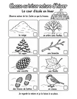 Aperçu - Feuilles d'exercices - Chasse au trésor nature : hiver et printemps, 22 fiches illustrées à cocher (maternelle au CE1) - Page 1