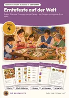 Vorschau - Arbeitsblätter - Erntefeste der Welt Sachunterricht Klasse 2 3 | Unterrichtseinheit 13 Seiten mit Lösungen | Sukkot, Chuseok, Thanksgiving, Pongal | Vom Feld zum Fest 4 - Deckblatt