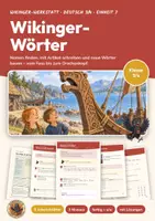 Vorschau - Unterrichtsreihen - Nomen und zusammengesetzte Nomen Deutsch Klasse 3/4 | Arbeitsblätter 13 Seiten mit Lösungen | Artikel, Mehrzahl, Wikinger-Wörter | Wikinger-Werkstatt 7 - Deckblatt