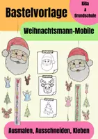 Vorschau - Mal- und Bastelvorlagen - Weihnachtsmann-Mobile Bastelvorlage - Deckblatt
