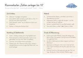 Vorschau - Aufgabenkarten - Klammerkarten Zahlen zerlegen bis 10 | Klasse 1 - Seite 1