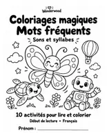 Aperçu - Feuilles d'exercices - Coloriages magiques de lecture : mots fréquents, syllabes et sons (11 pages) - Page de couverture