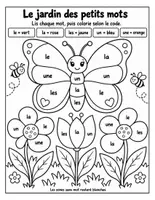 Aperçu - Feuilles d'exercices - Coloriages magiques de lecture : mots fréquents, syllabes et sons (11 pages) - Page 1