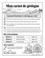 Aperçu - Feuilles d'exercices - Les volcans et les roches : coloriage codé de sciences en 3 missions (CM2, avec corrigés) - Page 1