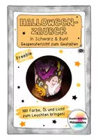 Vorschau - Mal- und Bastelvorlagen - Halloweenzauber in Schwarz & Bunt – Gespensterlicht zum Gestalten - Freebie - Deckblatt