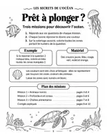 Aperçu - Feuilles d'exercices - Les secrets de l'océan : coloriage codé de sciences en 3 missions (CM2, avec corrigés) - Page 1