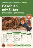 Vorschau - Unterrichtsreihen - Gewichte g und kg Mathe Klasse 3/4 | Arbeitsblätter 13 Seiten mit Lösungen | Balkenwaage, Sachaufgaben, Wikinger | Wikinger-Werkstatt 11 - Deckblatt