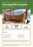 Vorschau - Unterrichtsreihen - Längen m und cm messen Mathe Klasse 3/4 | Arbeitsblätter 13 Seiten mit Lösungen | Wikingerschiff vermessen, Malaufgaben | Wikinger-Werkstatt 12 - Seite 1