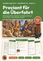 Vorschau - Unterrichtsreihen - Sachaufgaben Einmaleins Mathe Klasse 3/4 | Arbeitsblätter 13 Seiten mit Lösungen | Rechengeschichten, Kapitänsaufgaben | Wikinger-Werkstatt 13 - Deckblatt