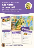 Vorschau - Stundenentwürfe - Kartenprojektion Mercator Erdkunde Klasse 5 6 | Arbeitsheft 13 Seiten mit Lösungen | Grönland und Afrika, Orangenversuch | Kontinente neu entdecken 3 - Deckblatt