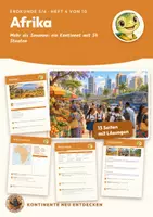 Vorschau - Stundenentwürfe - Afrika Erdkunde Klasse 5 6 | Arbeitsheft 13 Seiten mit Lösungen | Karte, Steckbrief, Landschaften, Klischee-Check | Kontinente neu entdecken 4 - Deckblatt