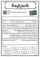 Vorschau - Arbeitsblätter - Reykjavík – Worksheet: cloze text, listening comprehension and word search - English - Seite 1