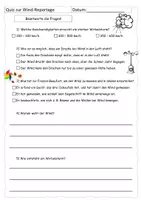 Vorschau - Arbeitsblätter - Quiz zur Wind-Reportage (mit Lösung) - Deckblatt