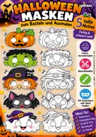 Vorschau - Unterrichtsreihen - HALLOWEEN-MASKEN ZUM BASTELN & AUSMALEN - 5 MOTIVE | Grundschule & KITA - qlixu - Deckblatt