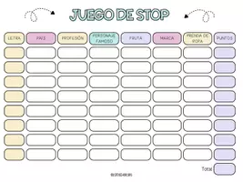 Vista previa - Juegos / Gamificación - JUEGO DE STOP (TABLAS) - página 1
