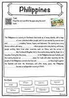 Vorschau - Arbeitsblätter - Philippines – Worksheet: cloze text, listening comprehension and word search - English - Seite 1
