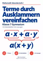 Vorschau - Arbeitsblätter - Terme durch Ausklammern vereinfachen - Deckblatt