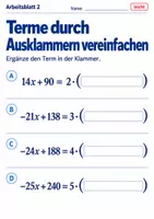 Vorschau - Arbeitsblätter - Terme durch Ausklammern vereinfachen - Seite 2