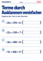 Vorschau - Arbeitsblätter - Terme durch Ausklammern vereinfachen - Seite 3