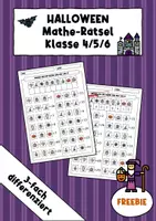 Vorschau - Arbeitsblätter - Kostenlos Mathe Rätsel Halloween Kryptogramm Klasse 4-5-6 - Deckblatt