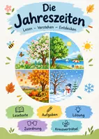Vorschau - Arbeitsblätter - Jahreszeiten Lesetexte Aufgaben mit Lösungen Frühling Sommer Herbst Winter Kreuzworträtsel Sachunterricht Deutsch Leseverständnis Leseförderung Lesetraining Materialpaket Arbeitsblätter - Deckblatt