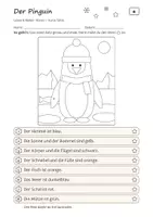 Vorschau - Arbeitsblätter - Lesen und Malen Winter Klasse 1–4 – Leseförderung Paket | Pinguin, Eisbär, Schlitten, Schneemann, mit Lösungen - Seite 2