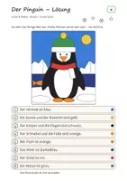 Vorschau - Arbeitsblätter - Lesen und Malen Winter Klasse 1 – Leseförderung Deutsch, kurze Sätze und Sätze mit und | Pinguin, Eisbär, Schlitten, Schneemann, mit Lösungen - Seite 3