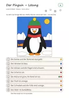 Vorschau - Arbeitsblätter - Lesen und Malen Winter Klasse 2 – Leseförderung Deutsch, kurze Sätze und Lagewörter | Pinguin, Eisbär, Schlitten, Schneemann, mit Lösungen - Seite 3