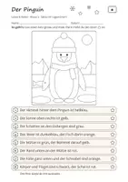 Vorschau - Arbeitsblätter - Lesen und Malen Winter Klasse 3 – Leseförderung Deutsch, Lagewörter, genau lesen | Pinguin, Eisbär, Schlitten, Schneemann, mit Lösungen - Seite 2